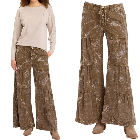 XCVI WEARABLES TERRACED WIDE LEG PANT Color: Stone Wash Courtyard NWT!